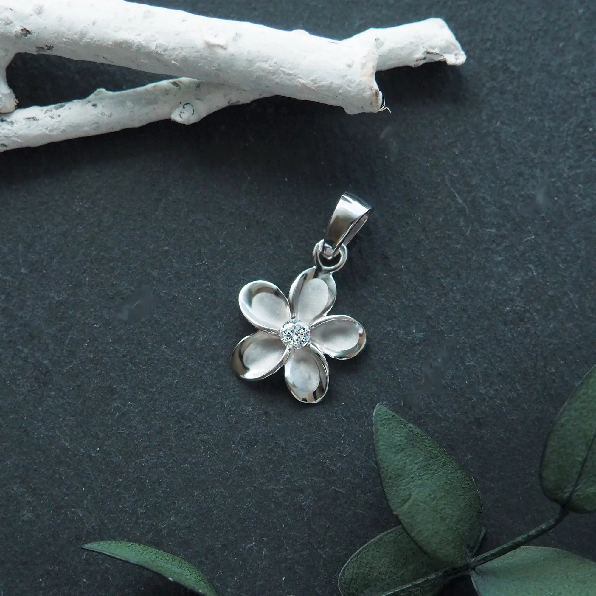 Sterling Silver 11mm Plumeria Pendant