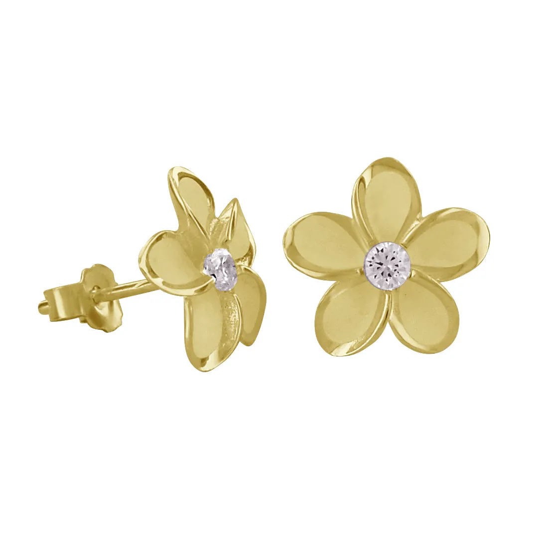 Sterling Silver 11mm Plumeria Stud Earrings