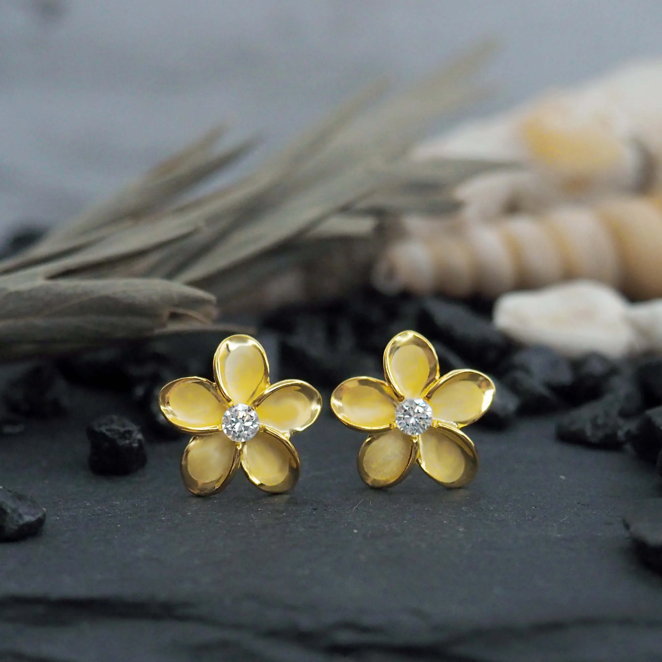 Sterling Silver 11mm Plumeria Stud Earrings