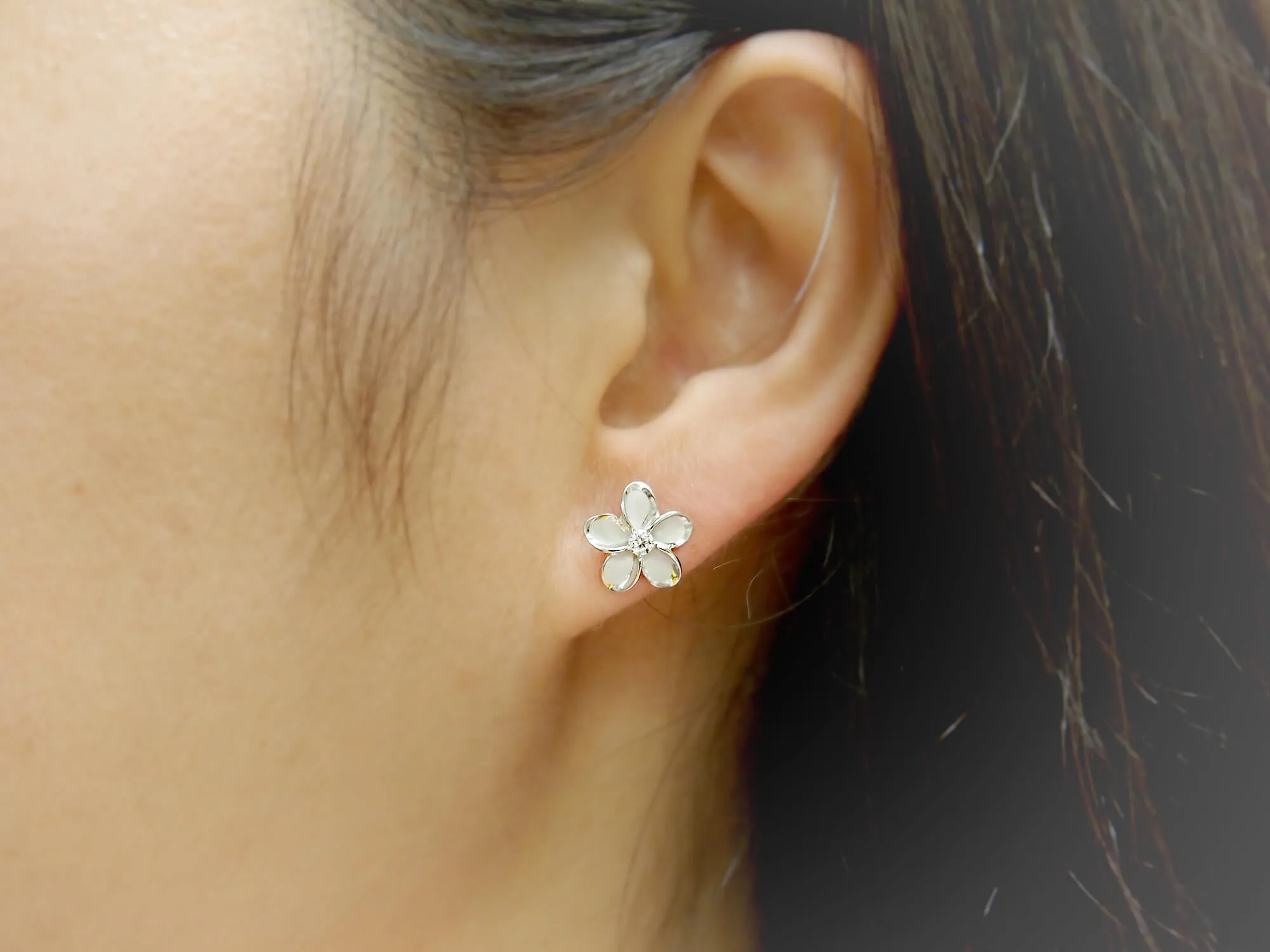 Sterling Silver 11mm Plumeria Stud Earrings