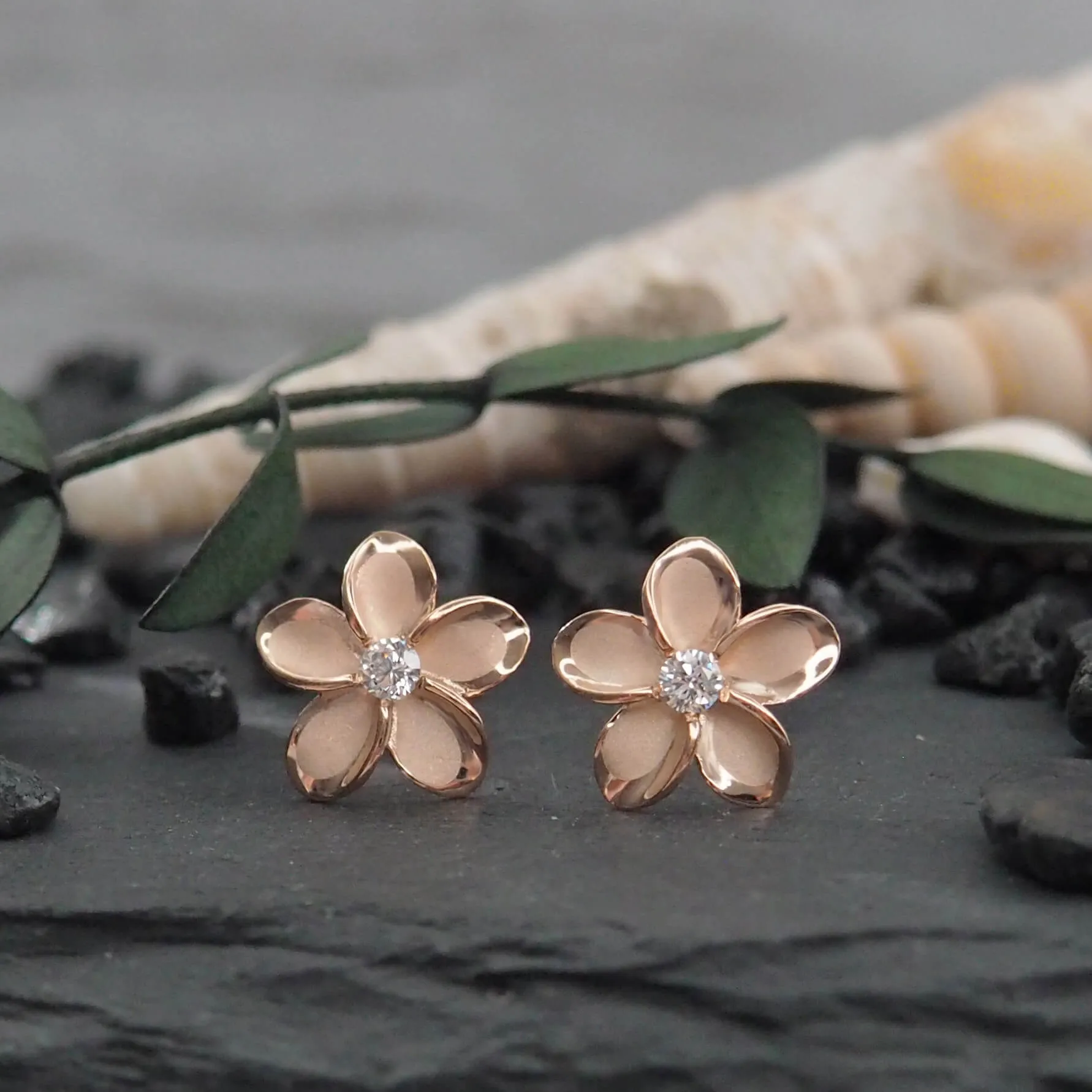 Sterling Silver 11mm Plumeria Stud Earrings