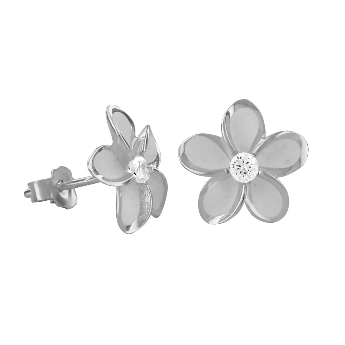 Sterling Silver 11mm Plumeria Stud Earrings