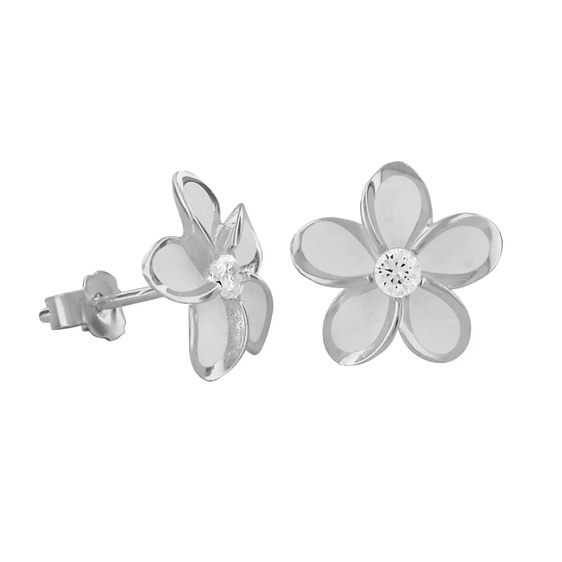 Sterling Silver 11mm Plumeria Stud Earrings