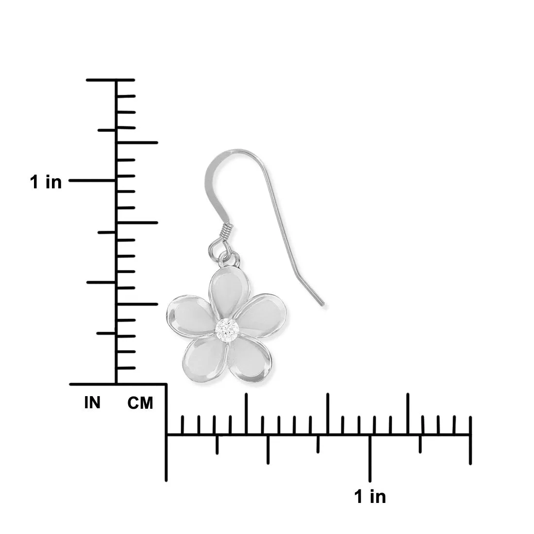 Sterling Silver 15mm Plumeria Dangle Earrings