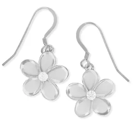 Sterling Silver 15mm Plumeria Dangle Earrings