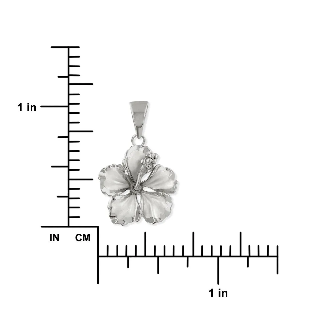 Sterling Silver 17mm Hibiscus Pendant Necklace, 16 2" Extender