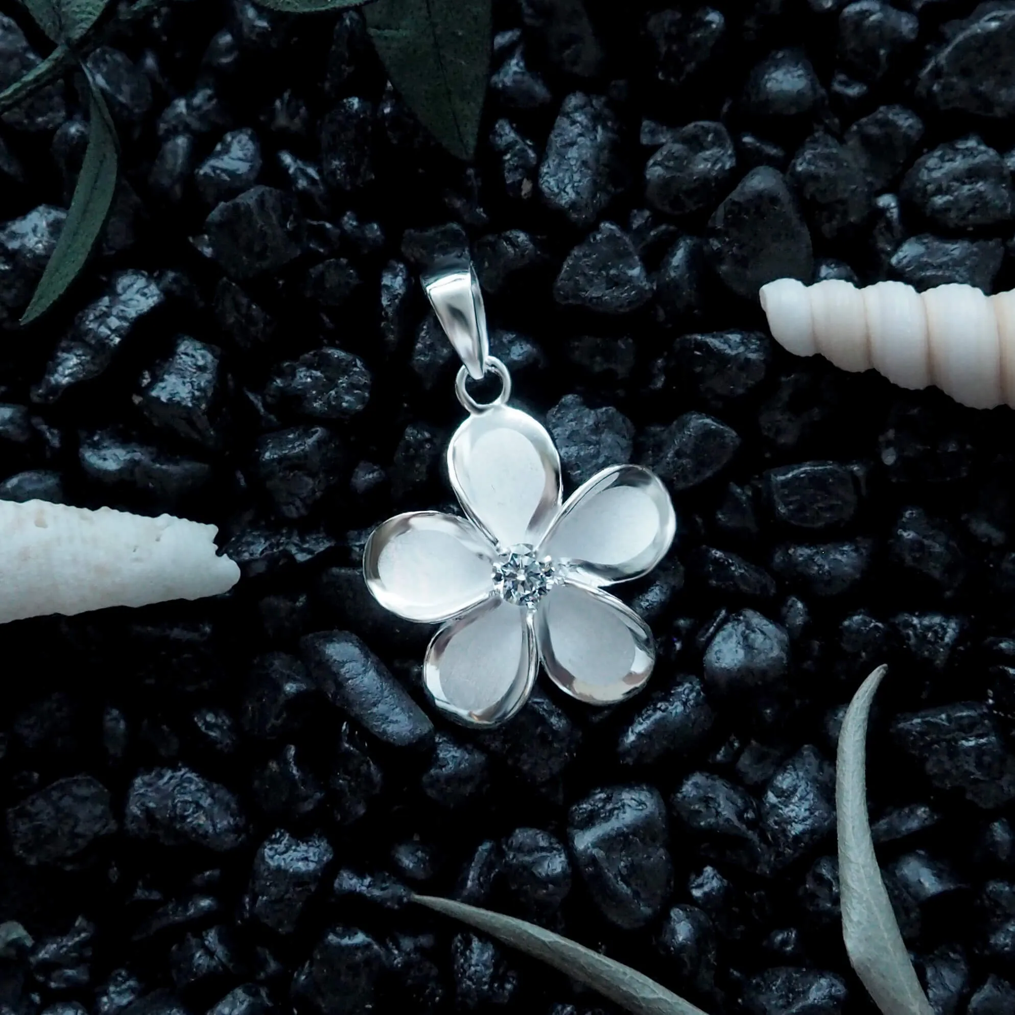 Sterling Silver 19mm Plumeria Pendant