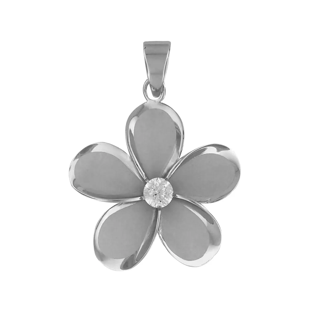 Sterling Silver 23mm Plumeria Pendant