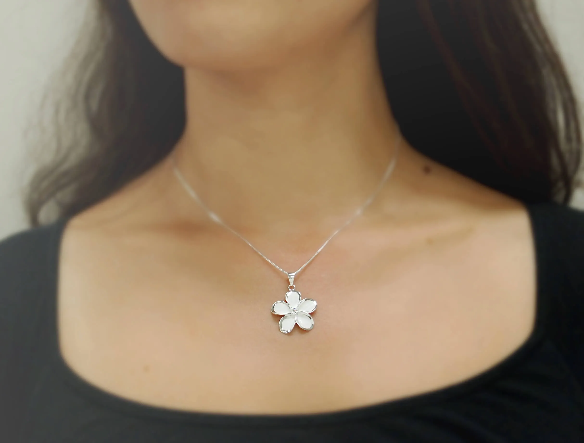 Sterling Silver 23mm Plumeria Pendant