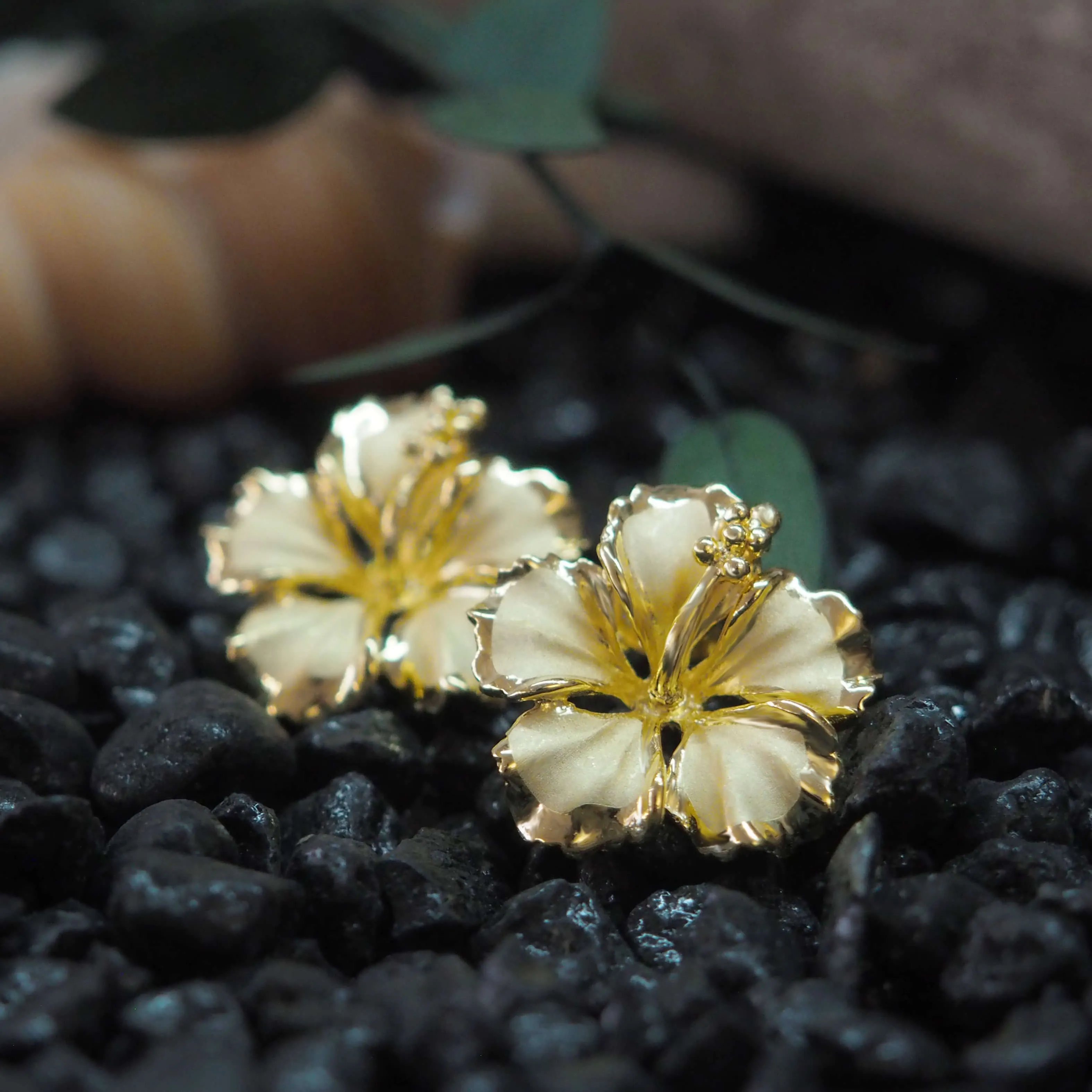 Sterling Silver 5/8 Inch Hibiscus Stud Earrings