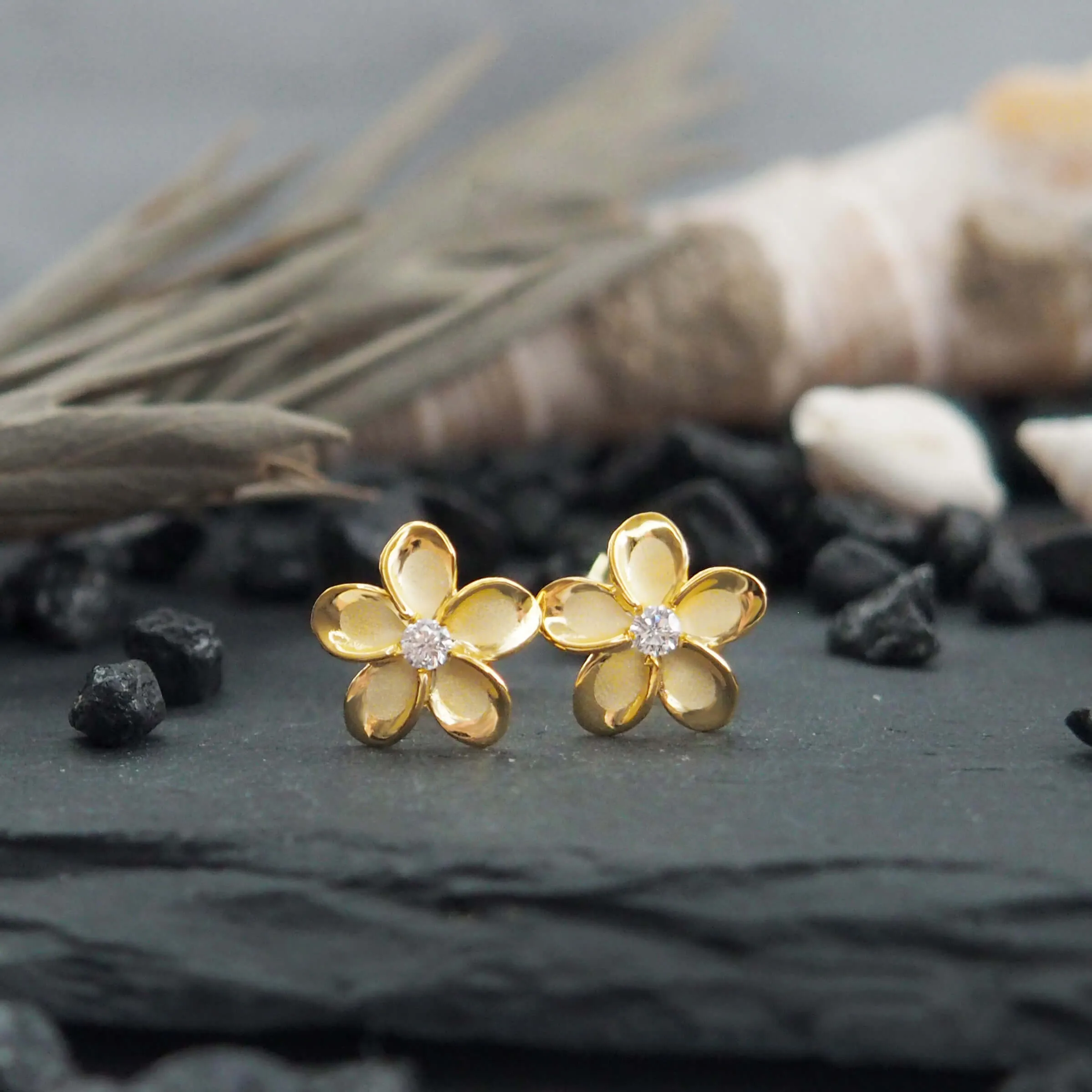 Sterling Silver 9mm Plumeria Stud Earrings