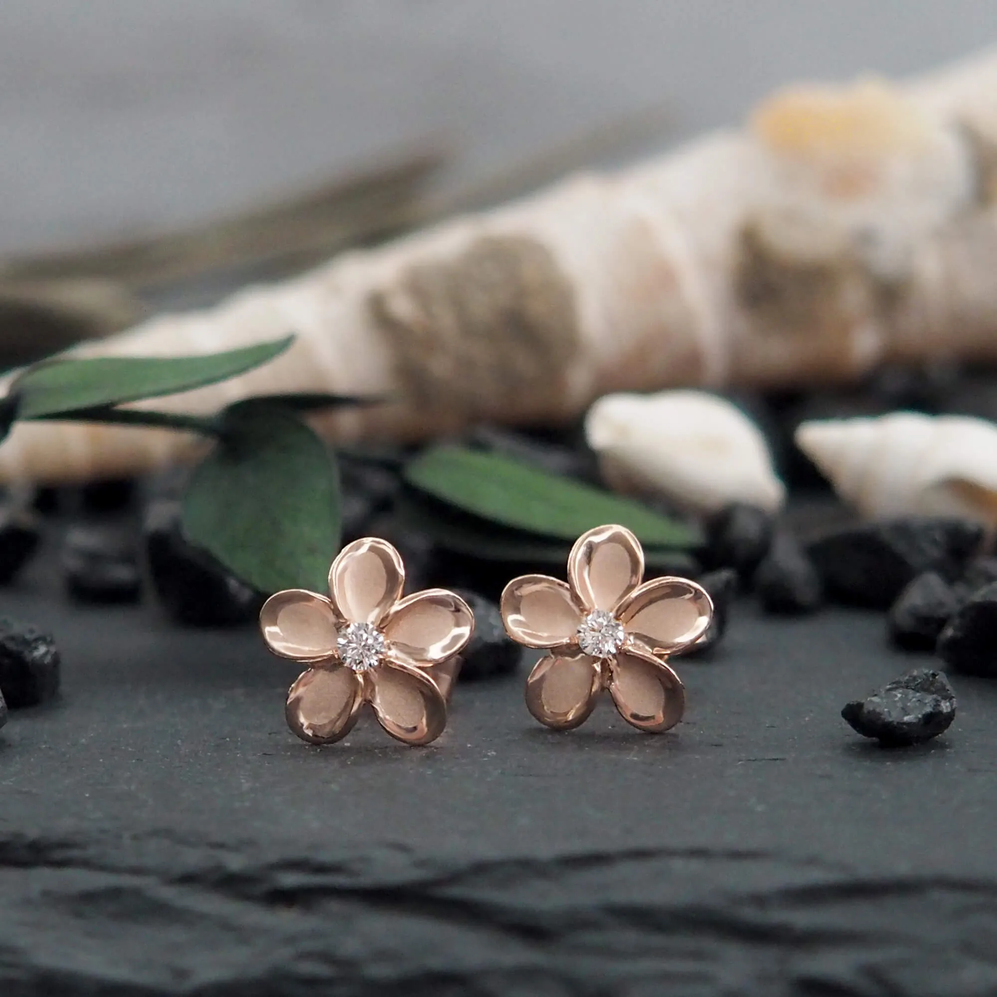 Sterling Silver 9mm Plumeria Stud Earrings