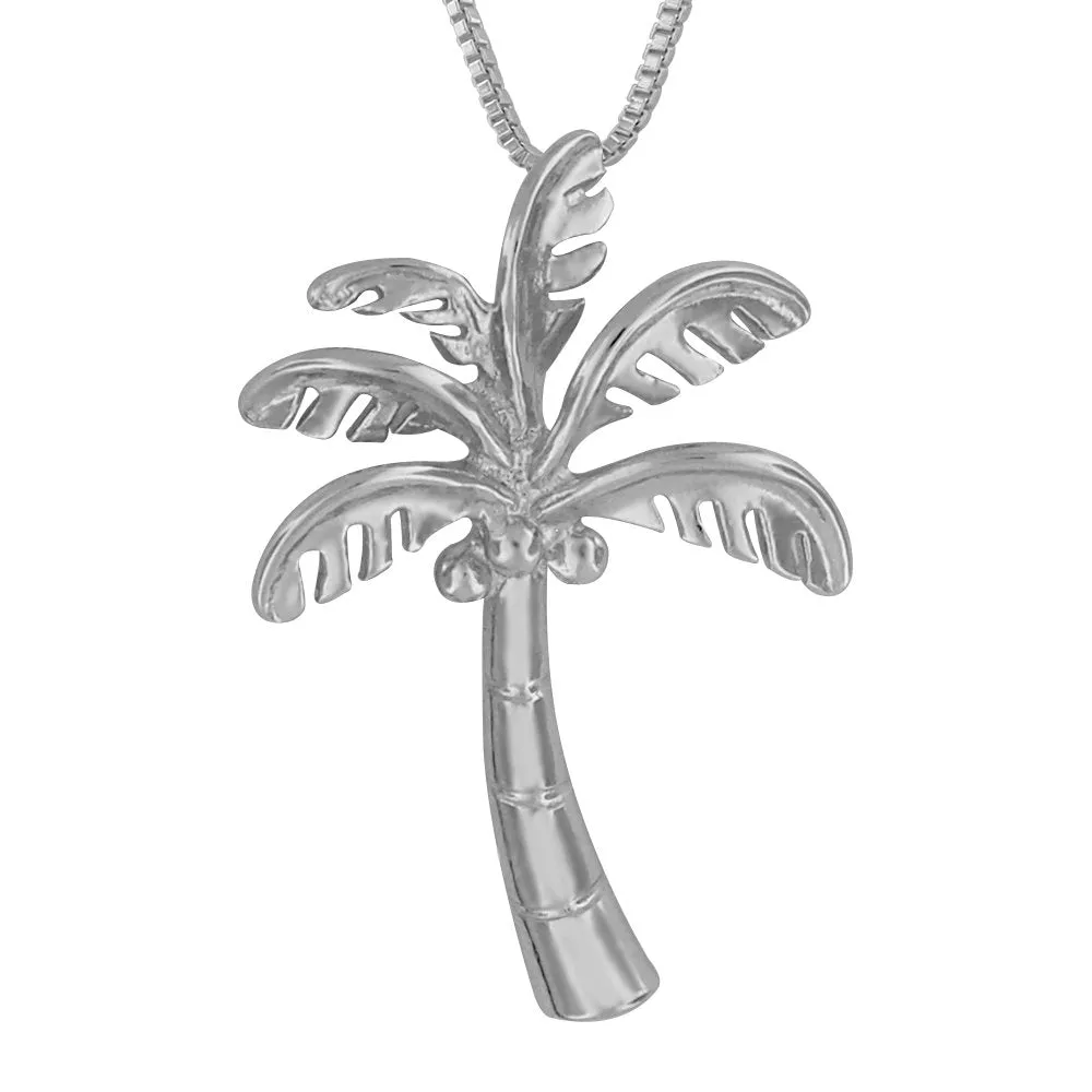 Sterling Silver Palm Tree Pendant Necklace, 18"