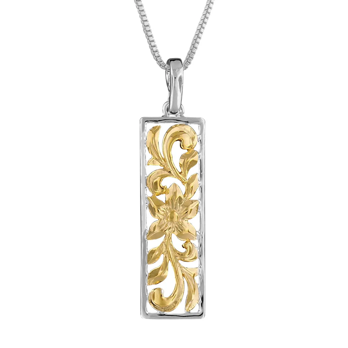 Sterling Silver Vertical Filigree Scroll Bar Pendant Necklace, 16 2" Extender