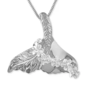 Sterling Silver Whale Tail Lei Pendant Necklace, 16 2" Extender