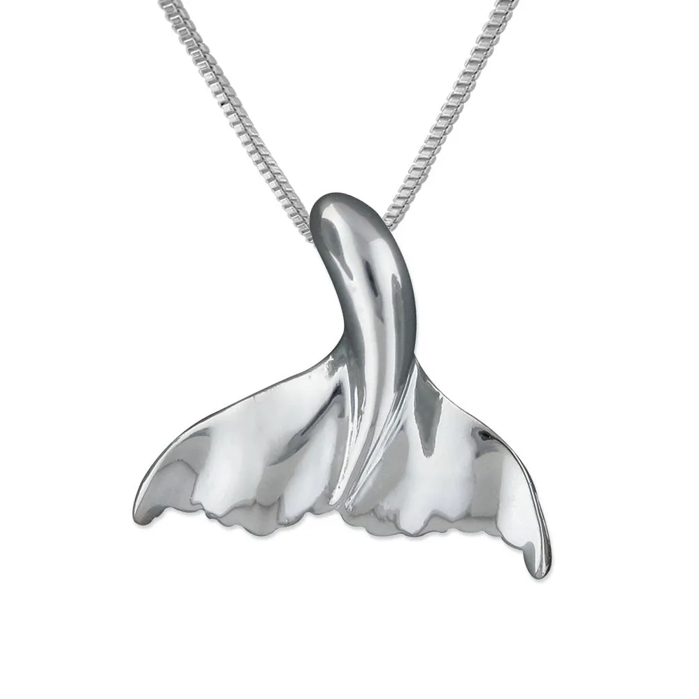 Sterling Silver Whale Tail Pendant Necklace, 16 2" Extender