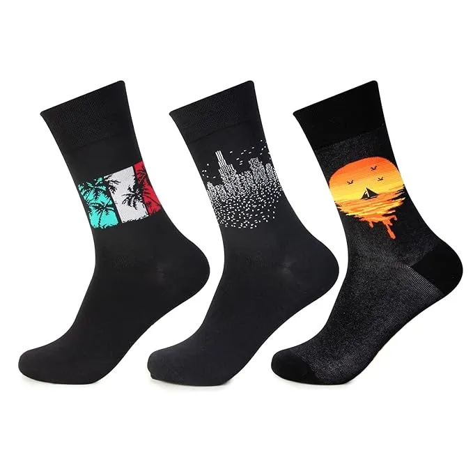 Summer Trio Sunset Delights Crew Length Socks for Men - Pack of 3