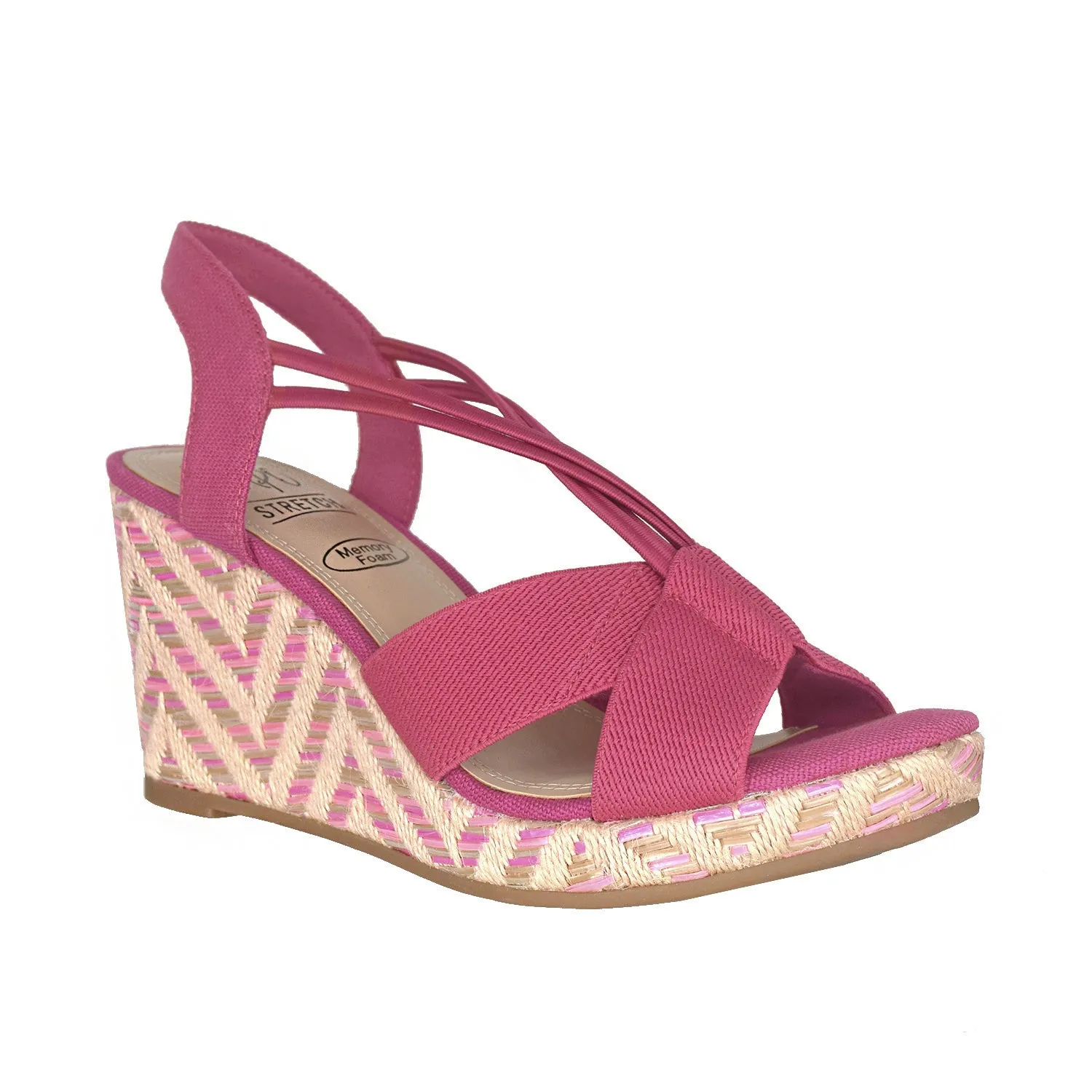 Teshia Stretch Wedge Sandal with Memory Foam