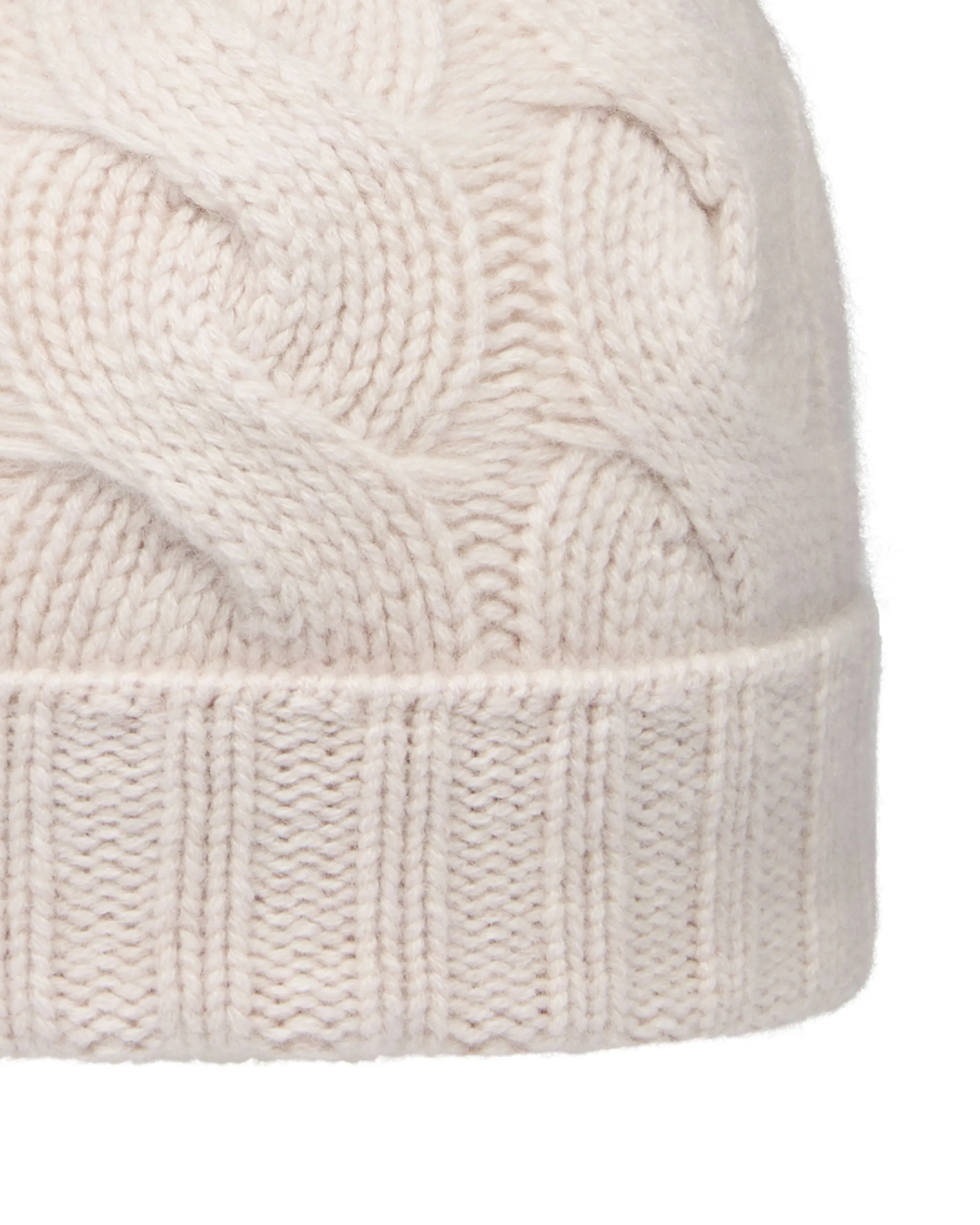 Unisex Chunky Cable Cashmere Hat Frost White