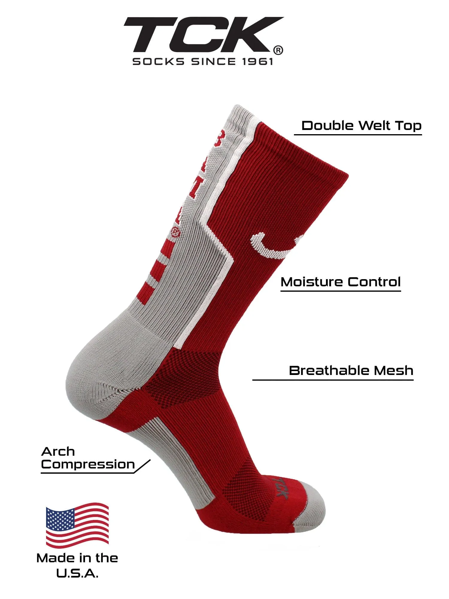 University of Alabama Crimson Tide Perimeter Crew Socks