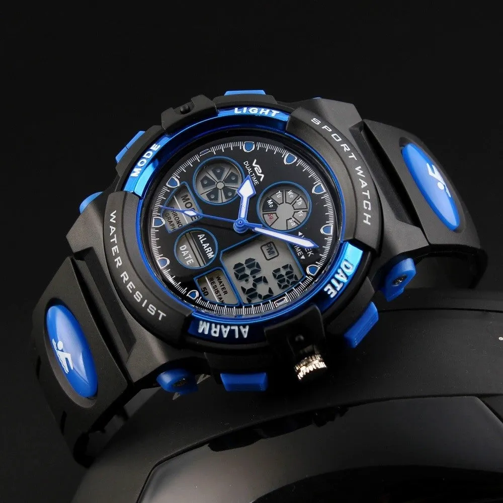 V2A Analog-Digital Boy's Watch (Blue Dial, Blue Colored Strap)