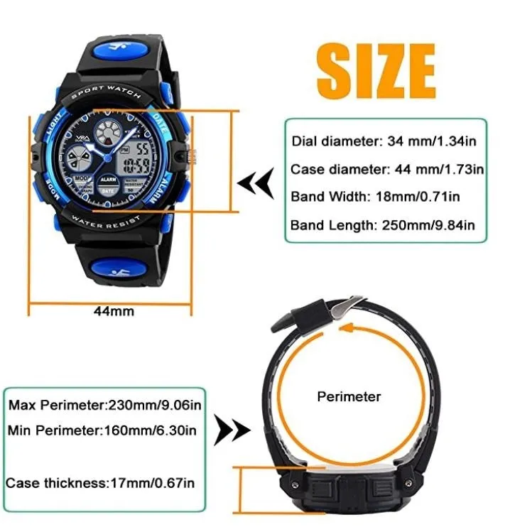 V2A Analog-Digital Boy's Watch (Blue Dial, Blue Colored Strap)