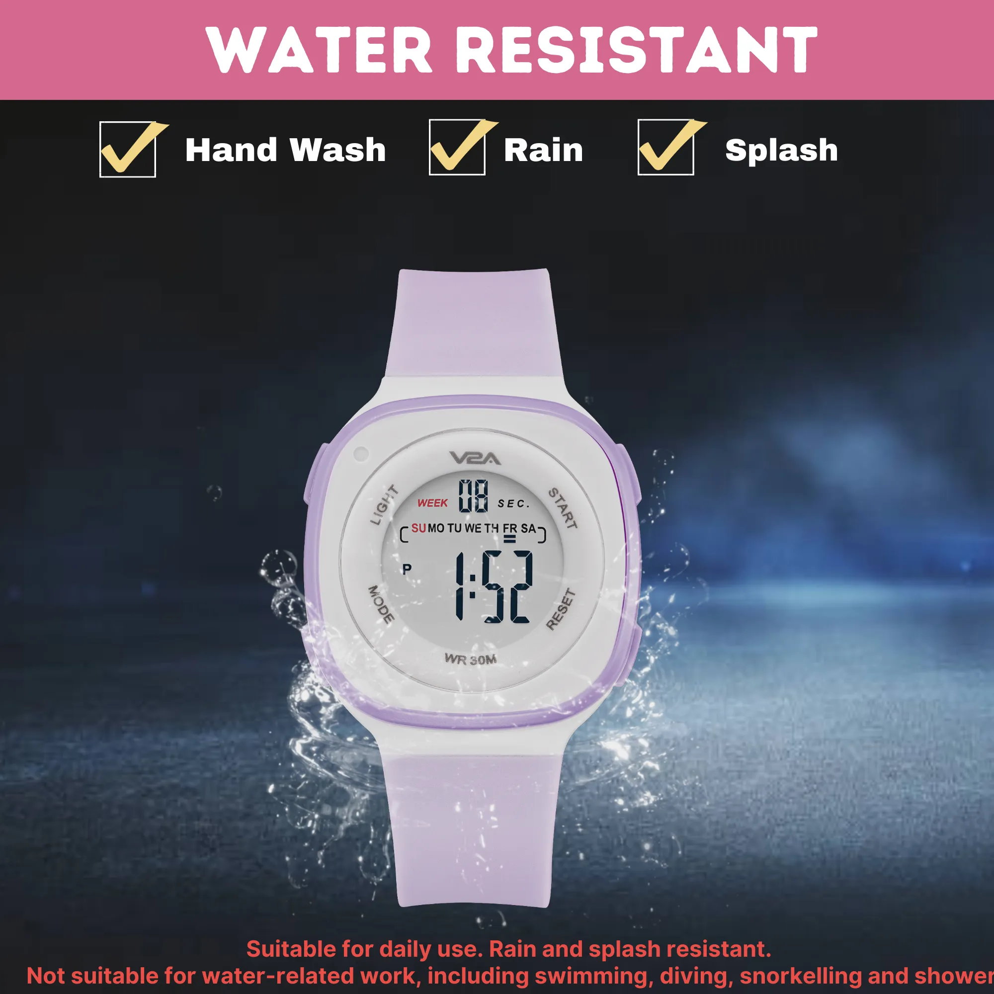 V2A Digital Watch for Girls – Kids Between 4 to 14 Years of Age Multi-Functional 30 M Waterproof Digital Sports Watches for Girls | Digital Watch for Girls Age 4 5 6 7 8 9