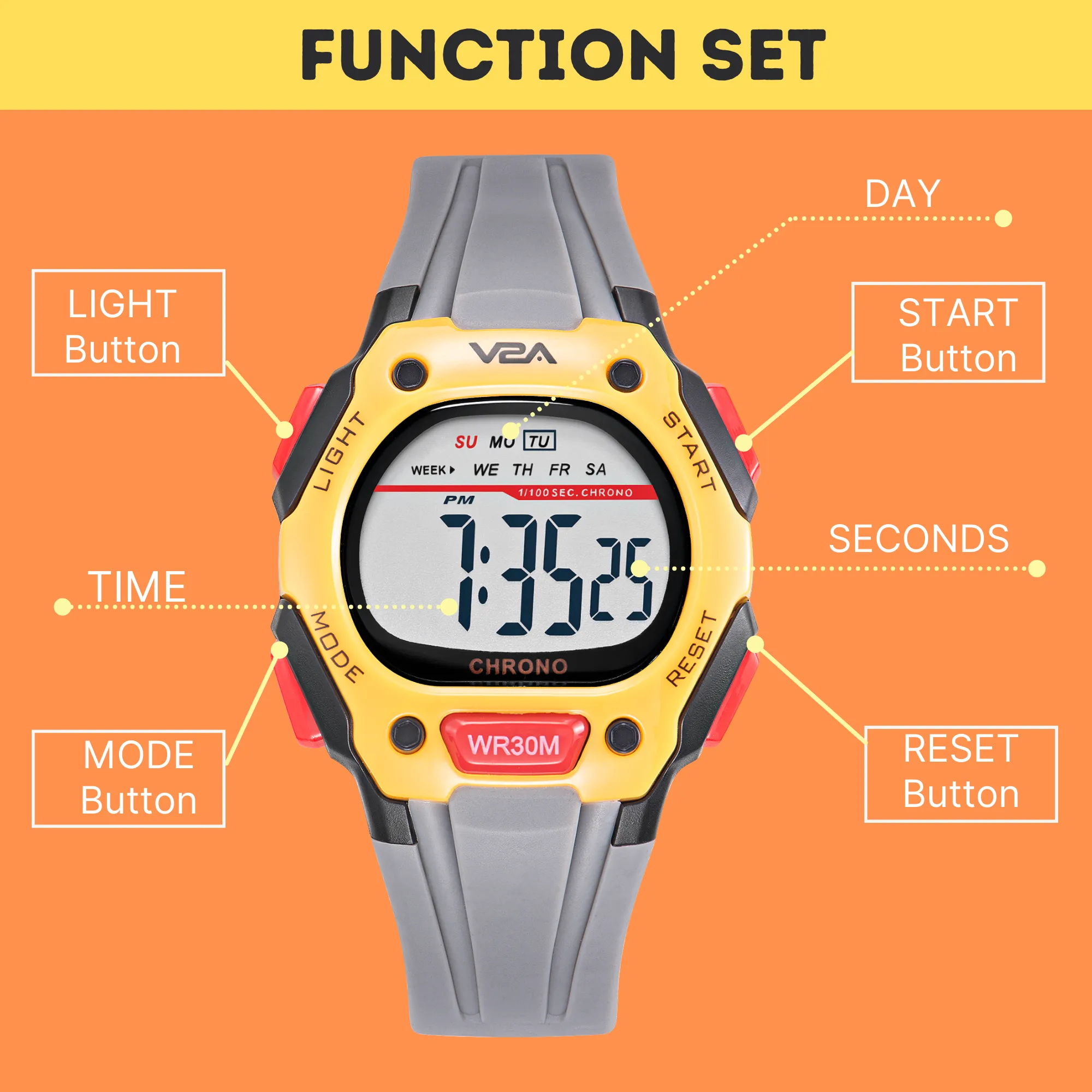 V2A Digital Water Resistant Kids Blue and Orange Sports Watch for Boys | Watch for Kids Boys | Kids Watches for Boys | Watches for Kids boy