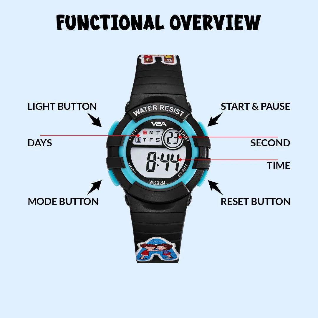 V2A Girls Kids Watch - Gifts for Girls Age 3-10 30 M Waterproof Digital Sports Watches for 3 4 5 6 7 8 Year Old Girls