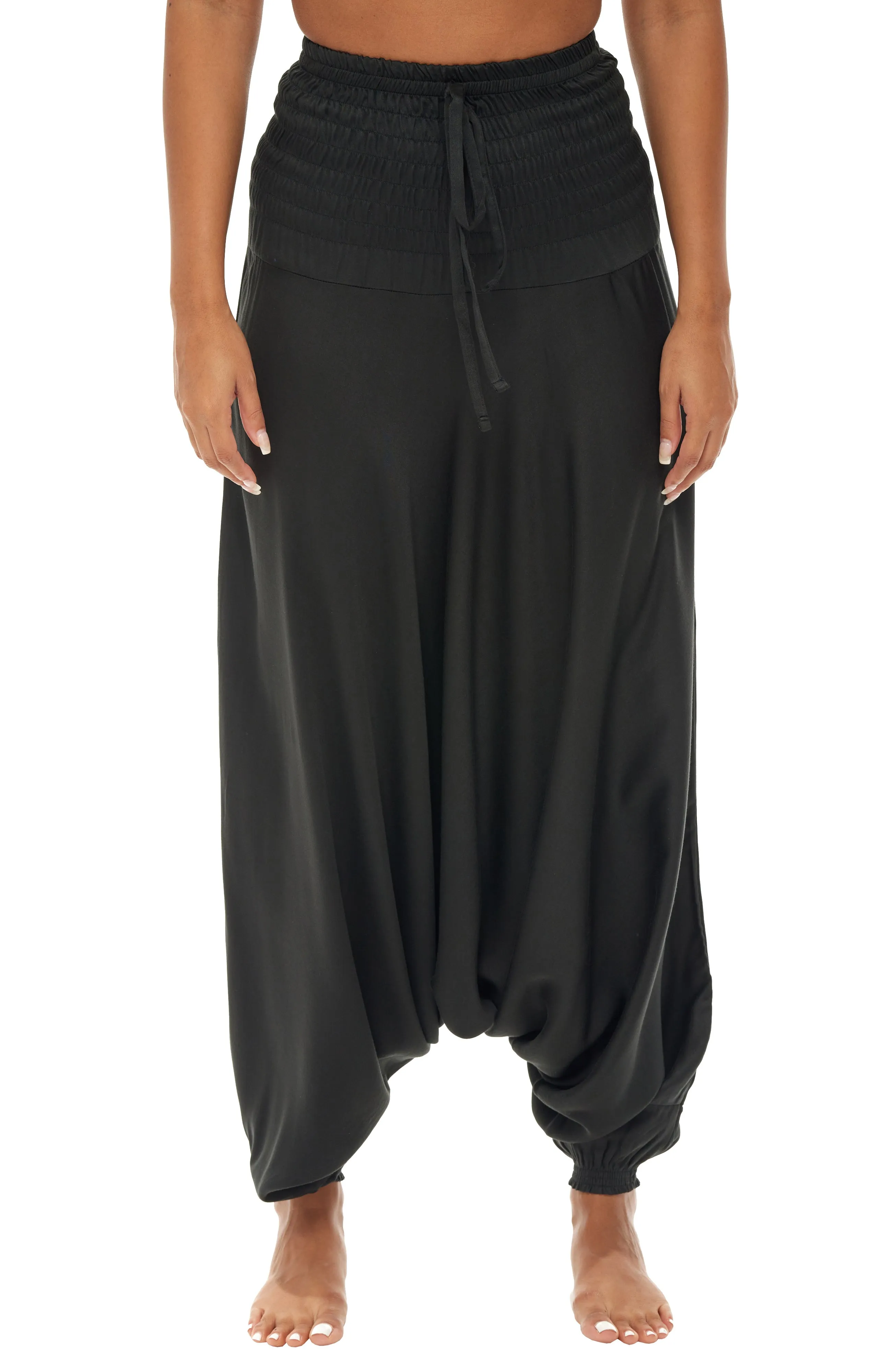 Women's Harem Pants with Wide Elastic Waist, Boho Style Lounge Pants, Joggers, Maternity