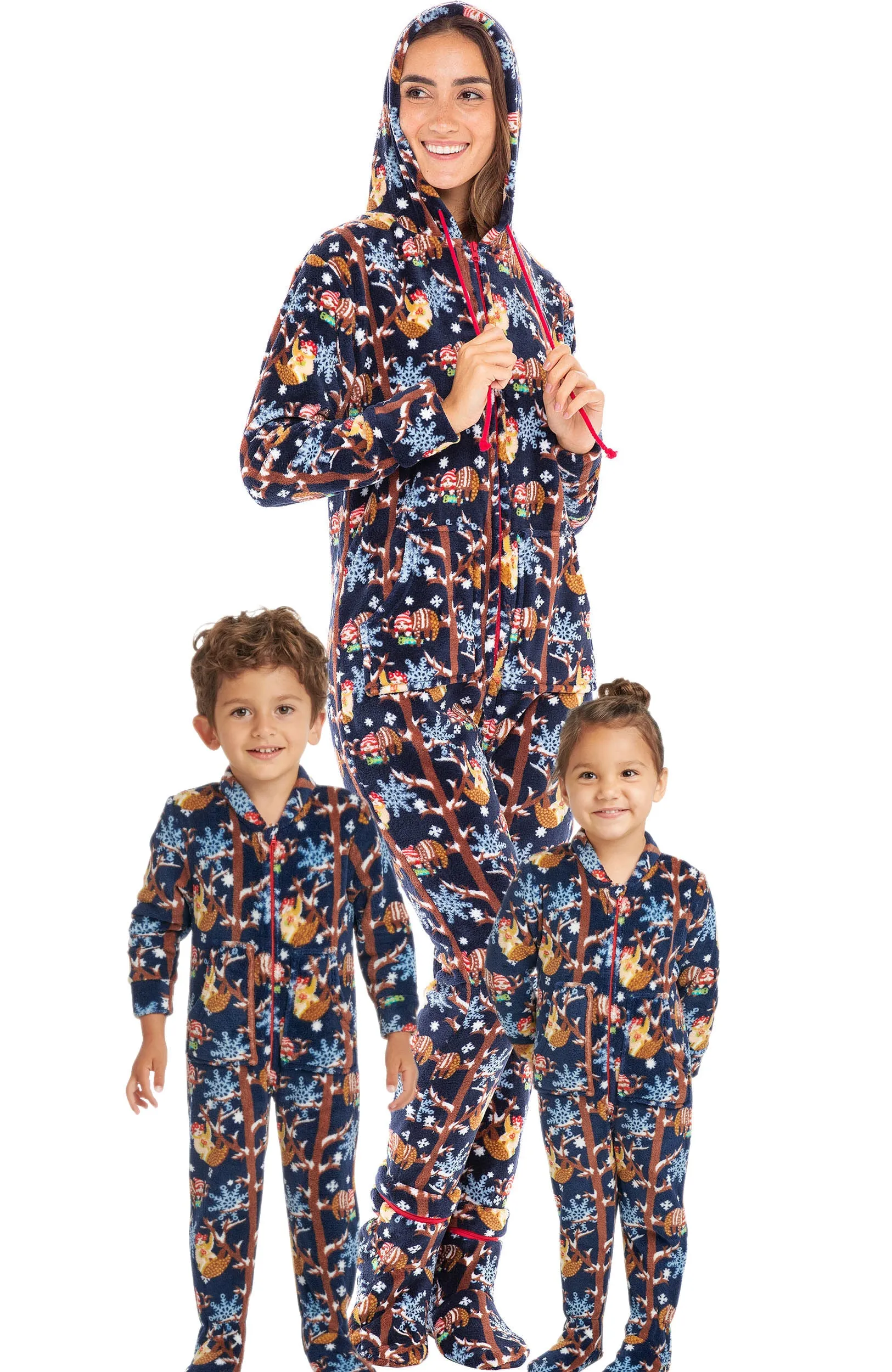 Women's Hooded Footed Pajamas, Plush Adult Onesie, Winter PJs with Hood