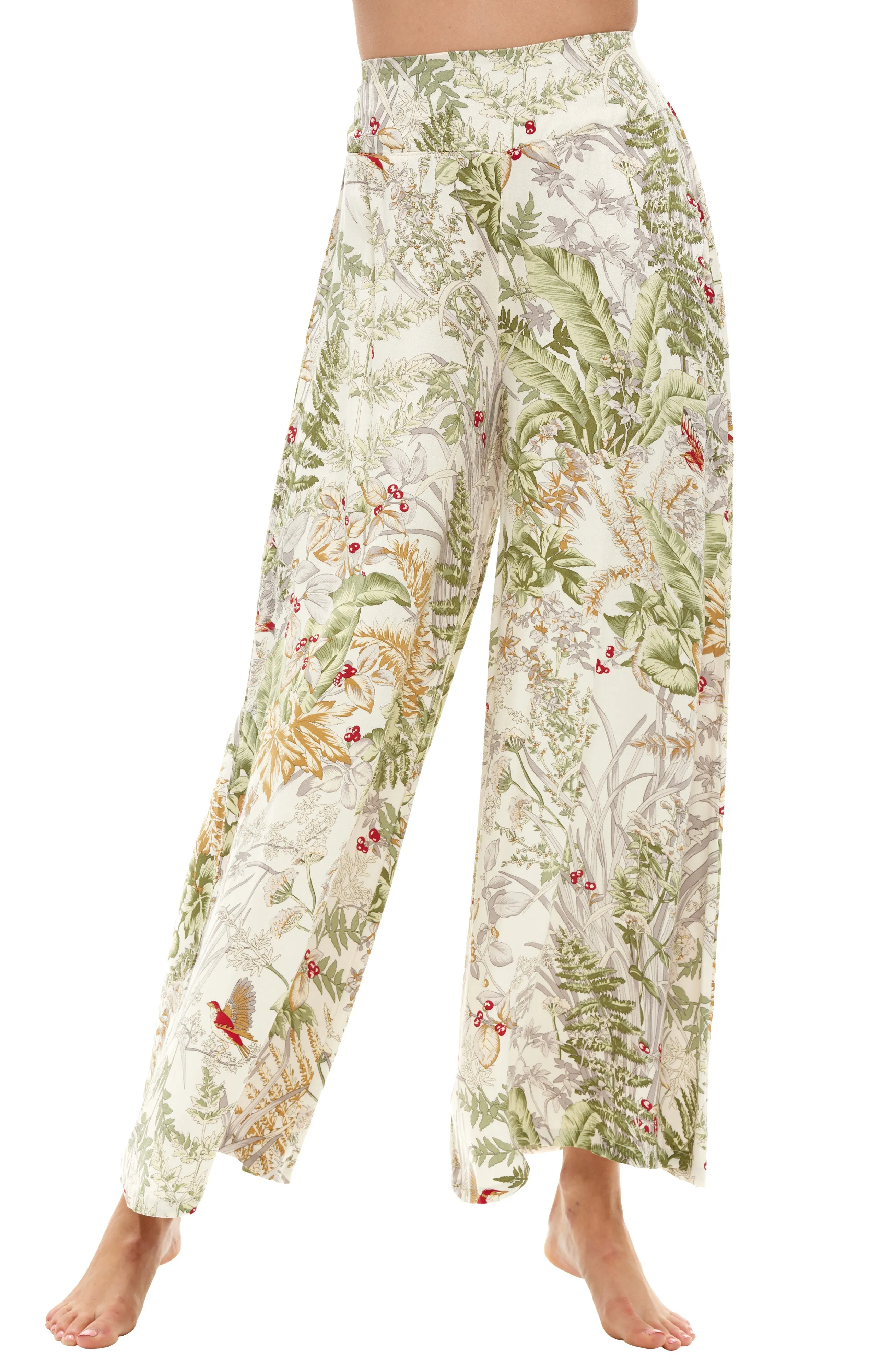 Women's Wide Leg Palazzo Pants, Lightweight Boho Style Pajama Pants, Casual